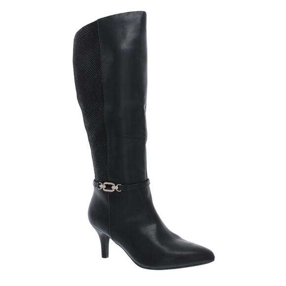 Karen Scott Women's Freylyn Buckled Knee High Dress Boots Black Size 6 1/2 - Picture 1 of 3